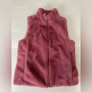 J. Crew Factory Plush Faux Fur  Pink Full Zip Up Vest Size S